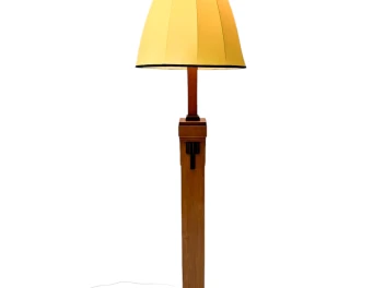 Art Deco Modernist Floor Lamp with Shantung Silk Shade, 1920s